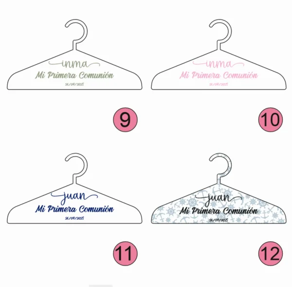 perchas personalizadas comunion tres