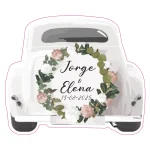 pegatina detalles bodas coche