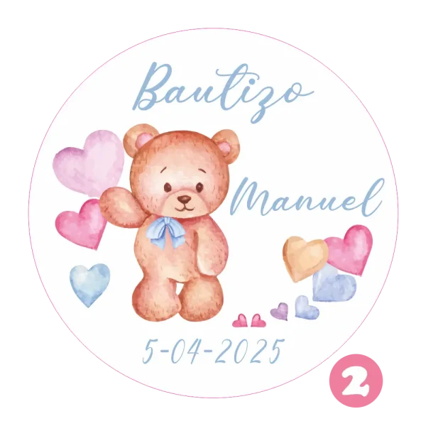 pegatina redonda bautizo mod 2
