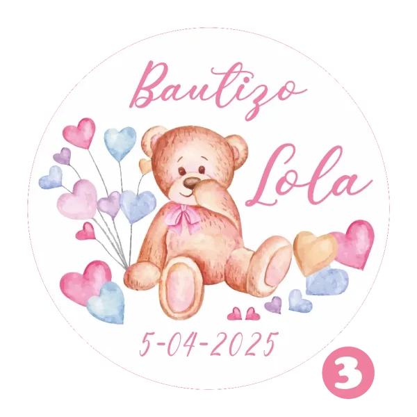 pegatina redonda bautizo mod 3