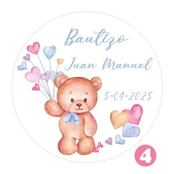 pegatina redonda bautizo mod 4