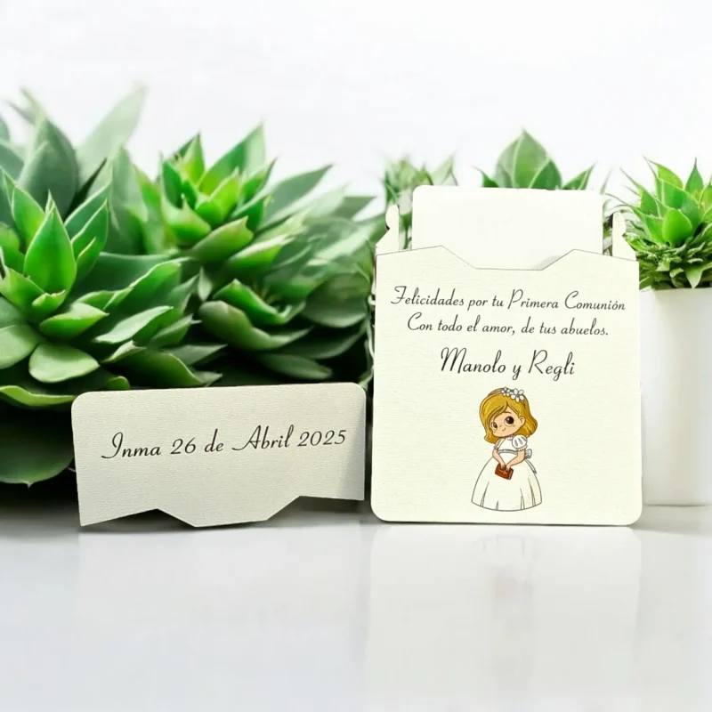 caja tarjeta regalo personalizada comunion color