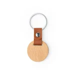Llavero de Madera y Cuero Redondo
