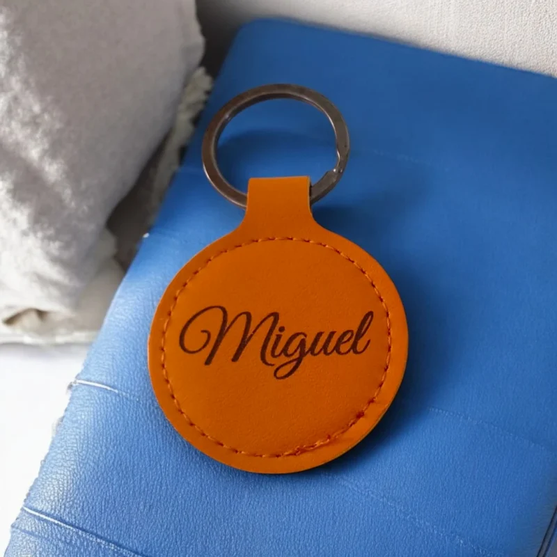 llavero personalizado cuero redondo