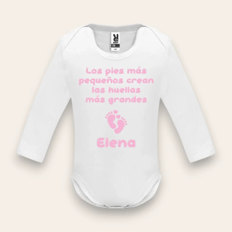 body personalizado manga larga texto rosa