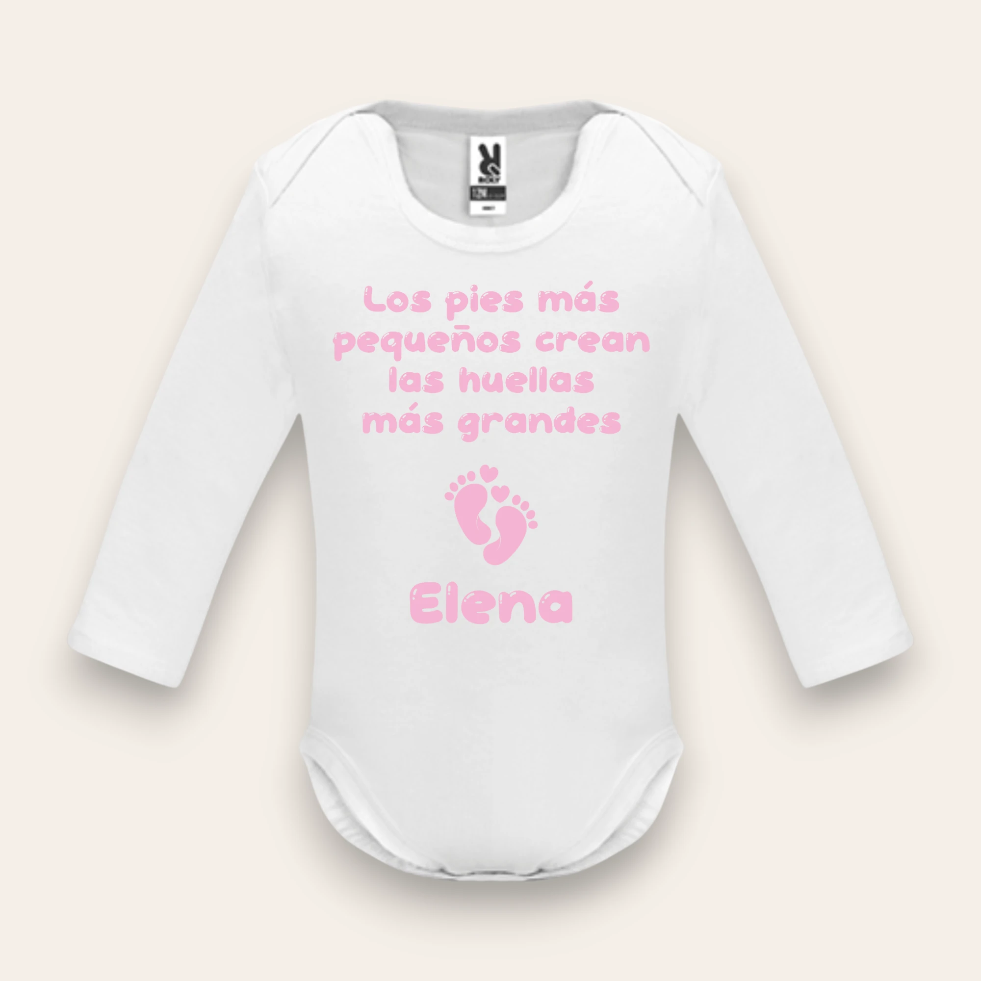 body personalizado manga larga texto rosa