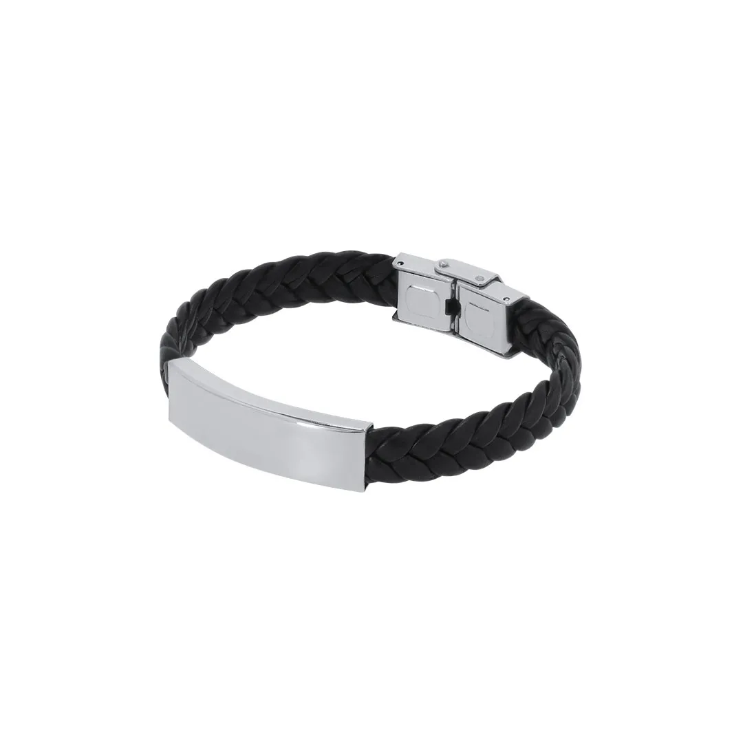 pulsera piel placa acero