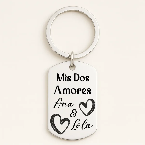 llavero metalico con foto y grabado