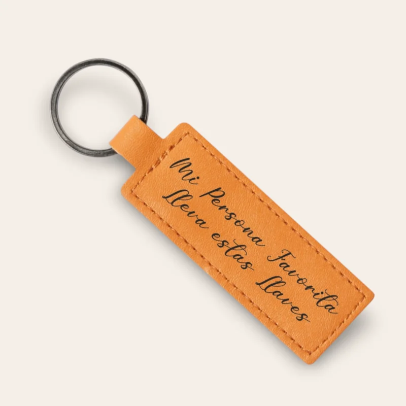 llavero rectangular personalizado cuero