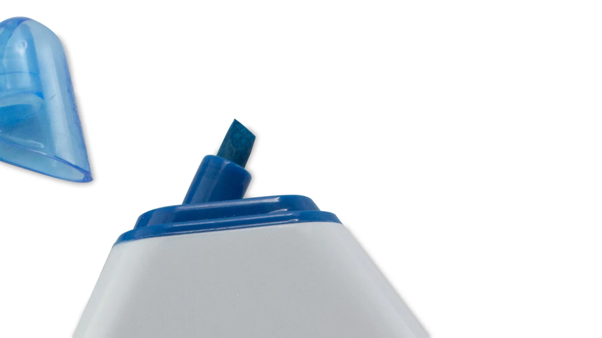 marcador fluorescente triangular personalizado 3 colores azul