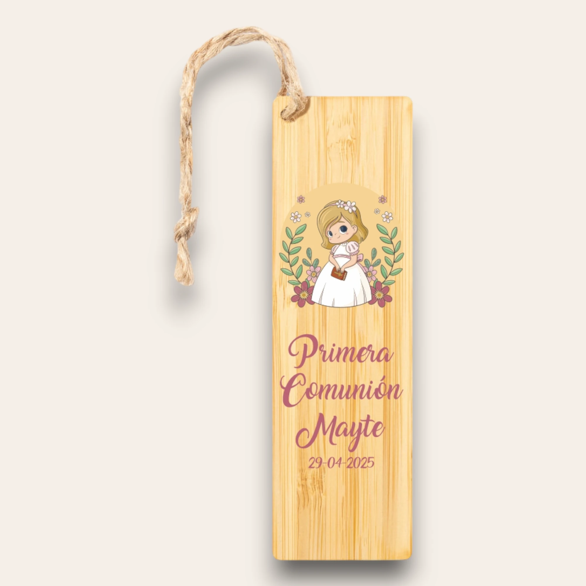 marcapaginas bambu personalizado comunion