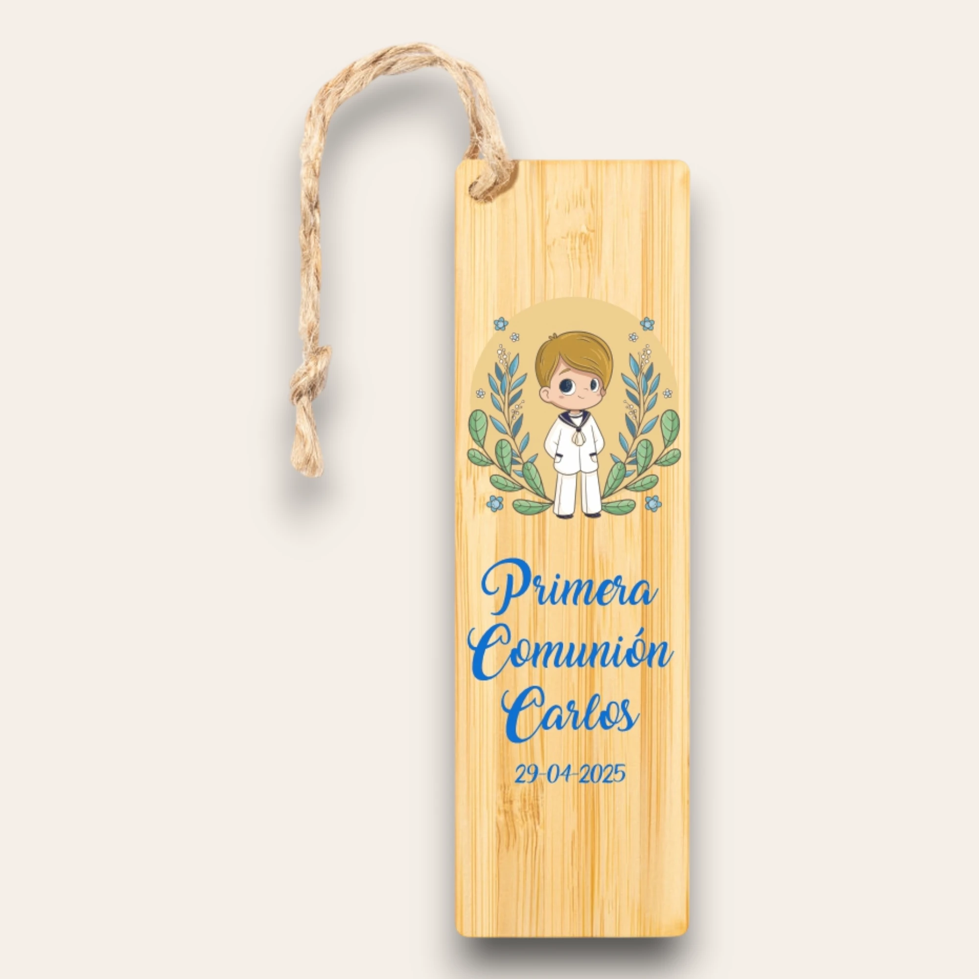 marcapaginas bambu personalizado para comunion