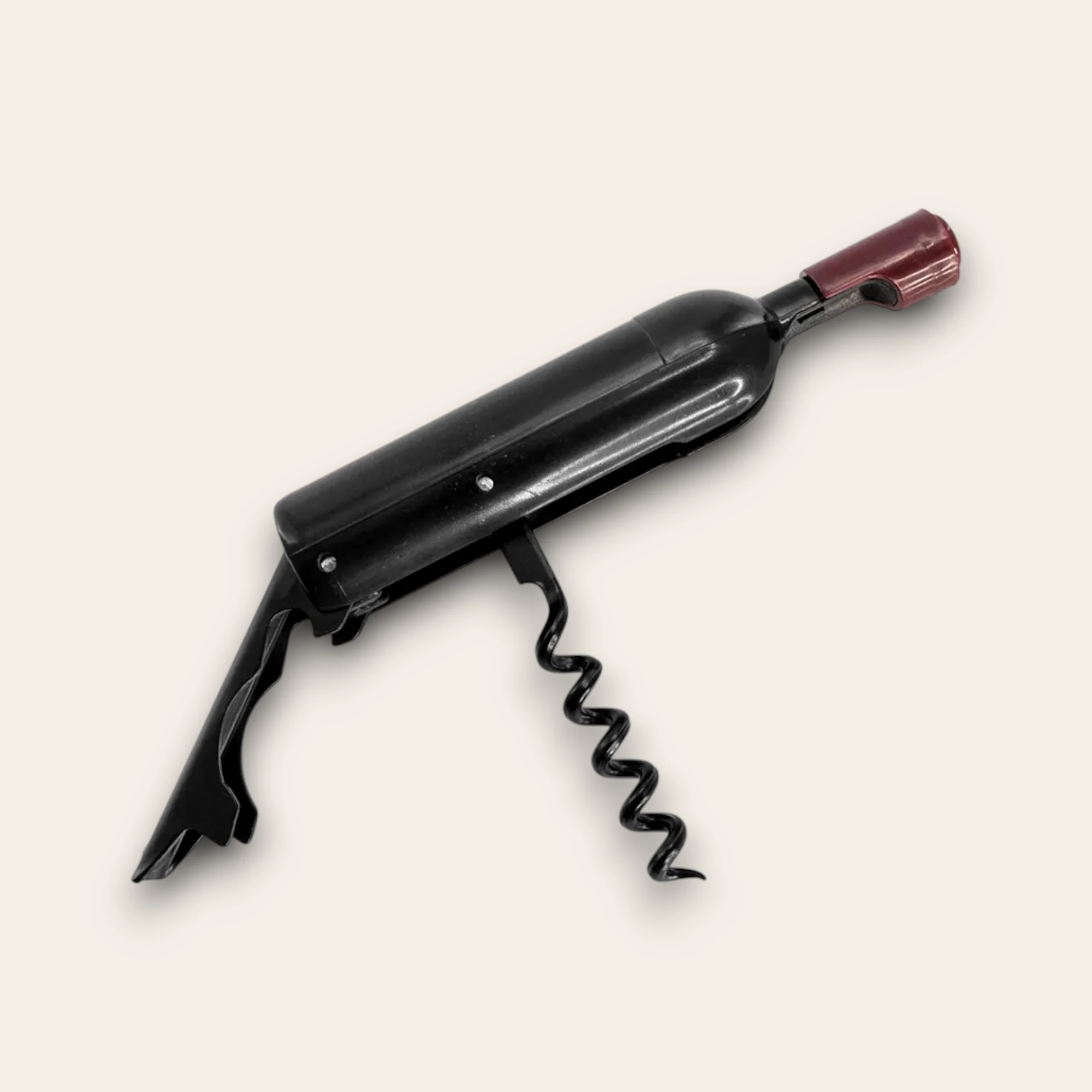 sacacorchos personalizado botella negra abierto