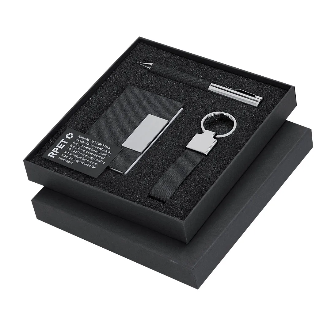 set boligrafo tarjetero llavero perfil