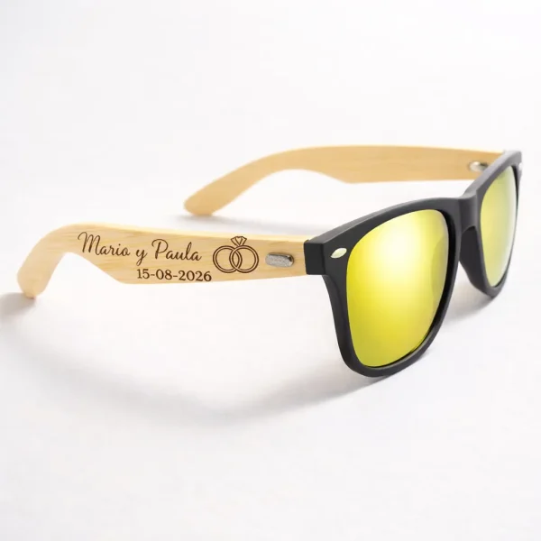 gafas boda personalizadas amarillas