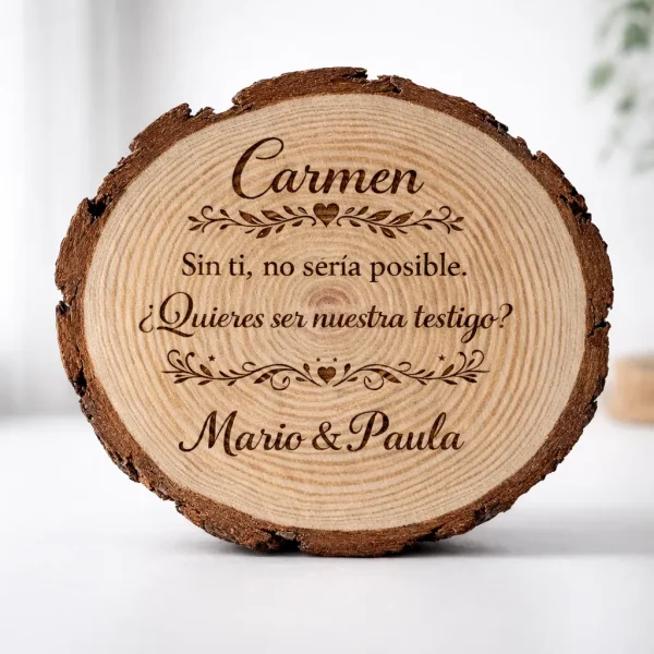 rodaja madera personalizada testigo