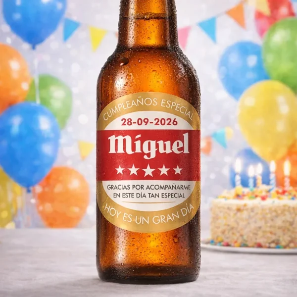 pegatina mahou personalizada cumpleanos