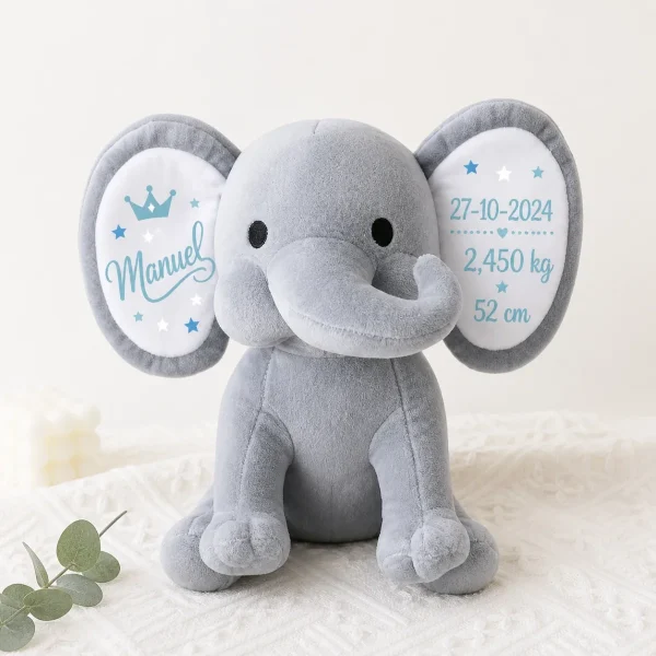 elefante personalizado gris blanco