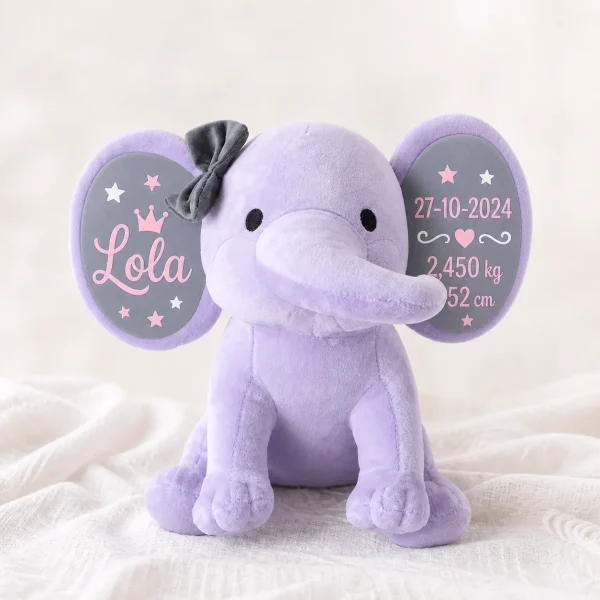 elefante personalizado morado gris