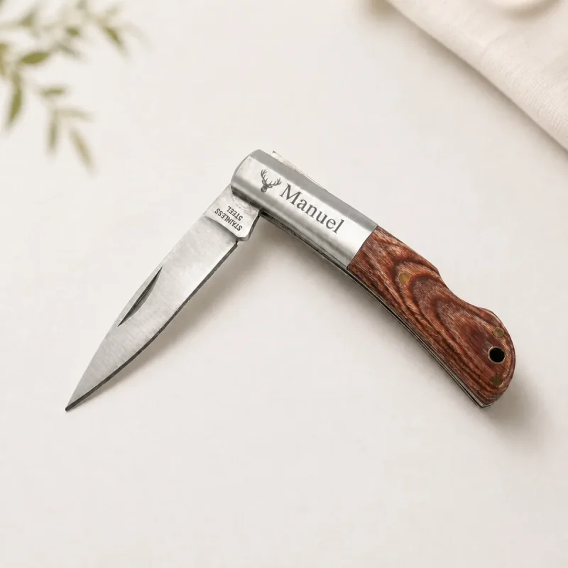 navaja personalizada acero madera