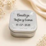 Velas Bautizos Personalizadas en tarro metálico