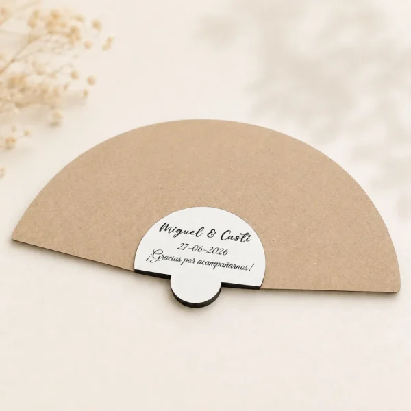 abanico carton con madera personalizado
