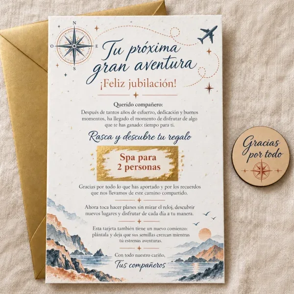 tarjeta regalo jubilacion rasca viajeros